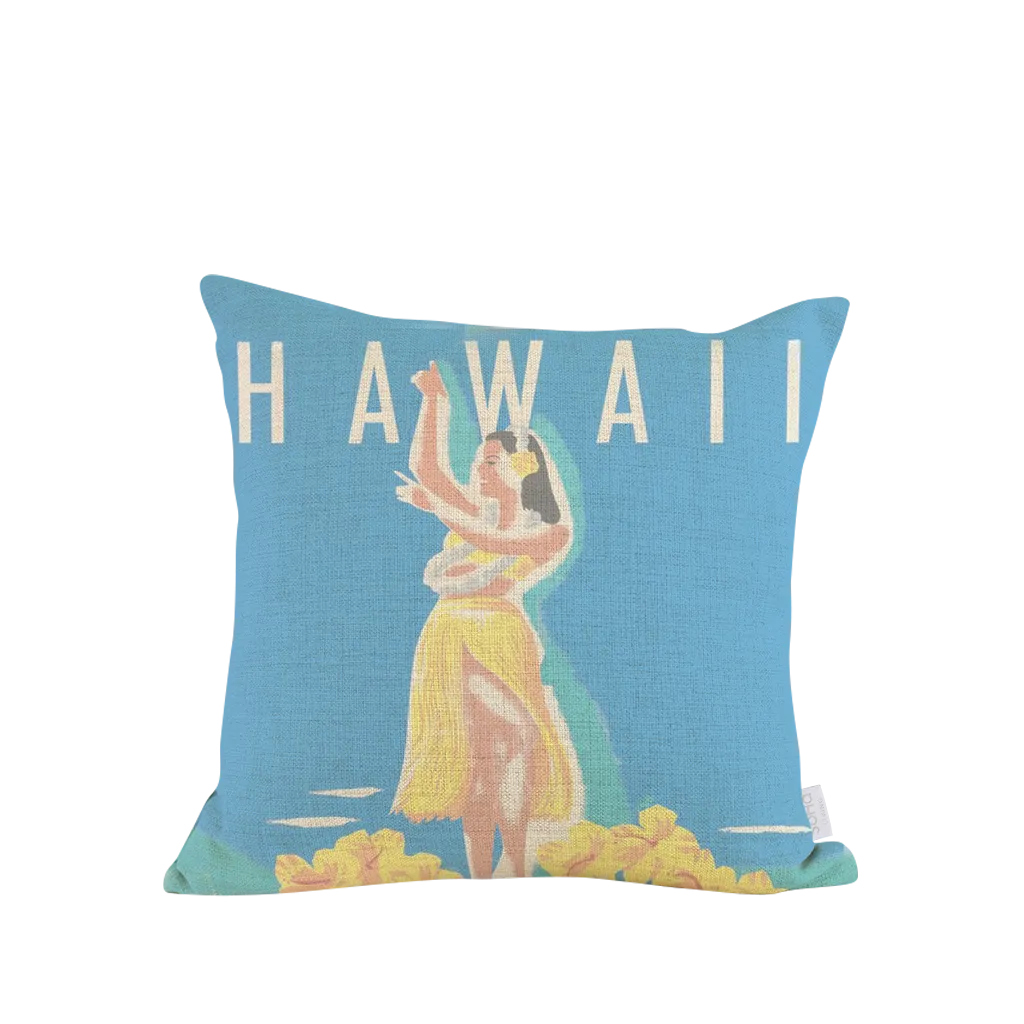 18x18in Vintage Hula Girl Pillow