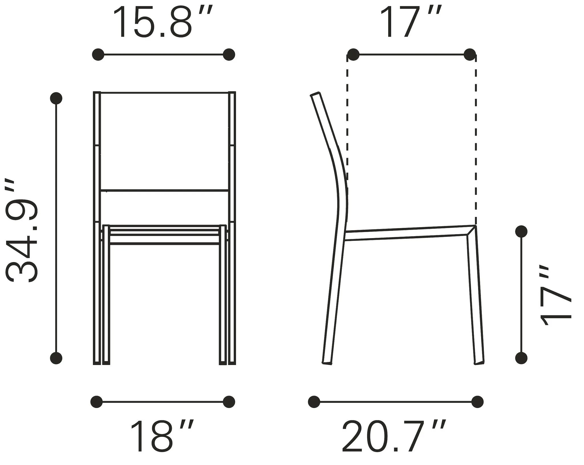 2 x Metropolitan Dining Chairs Finished In Gray & Silver, Ships In 24 Hours.