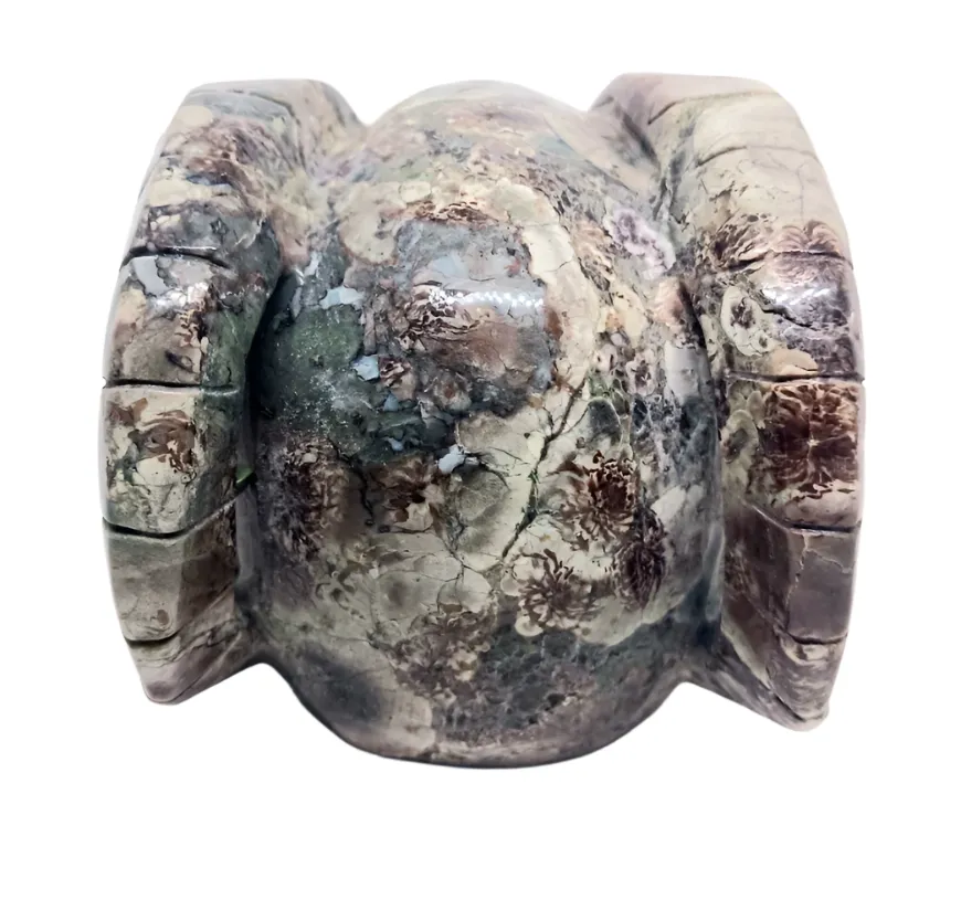 665g Green Flower Jasper Crystal Horned Skull