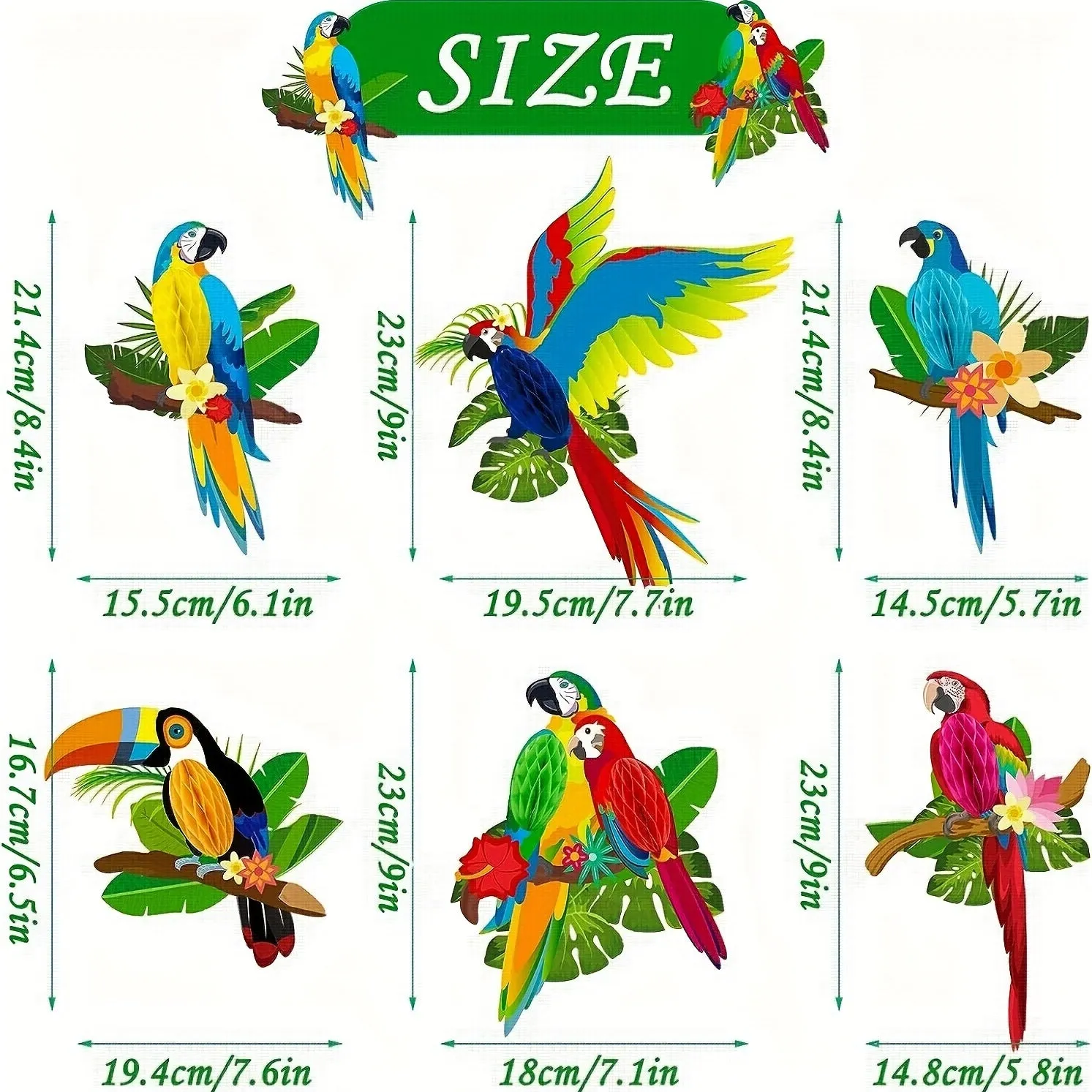 6pcs Tropical Bird Party Decorations Set for Luau Celebrations