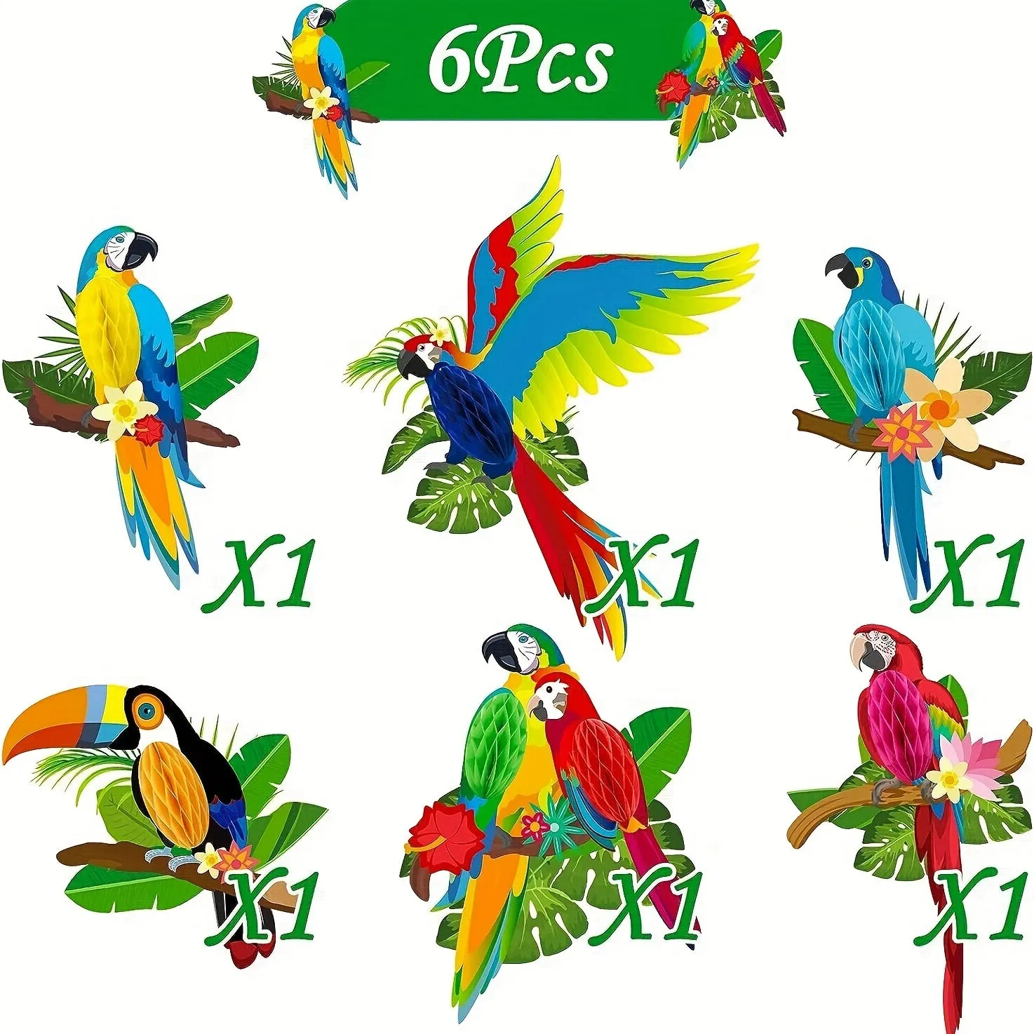 6pcs Tropical Bird Party Decorations Set for Luau Celebrations