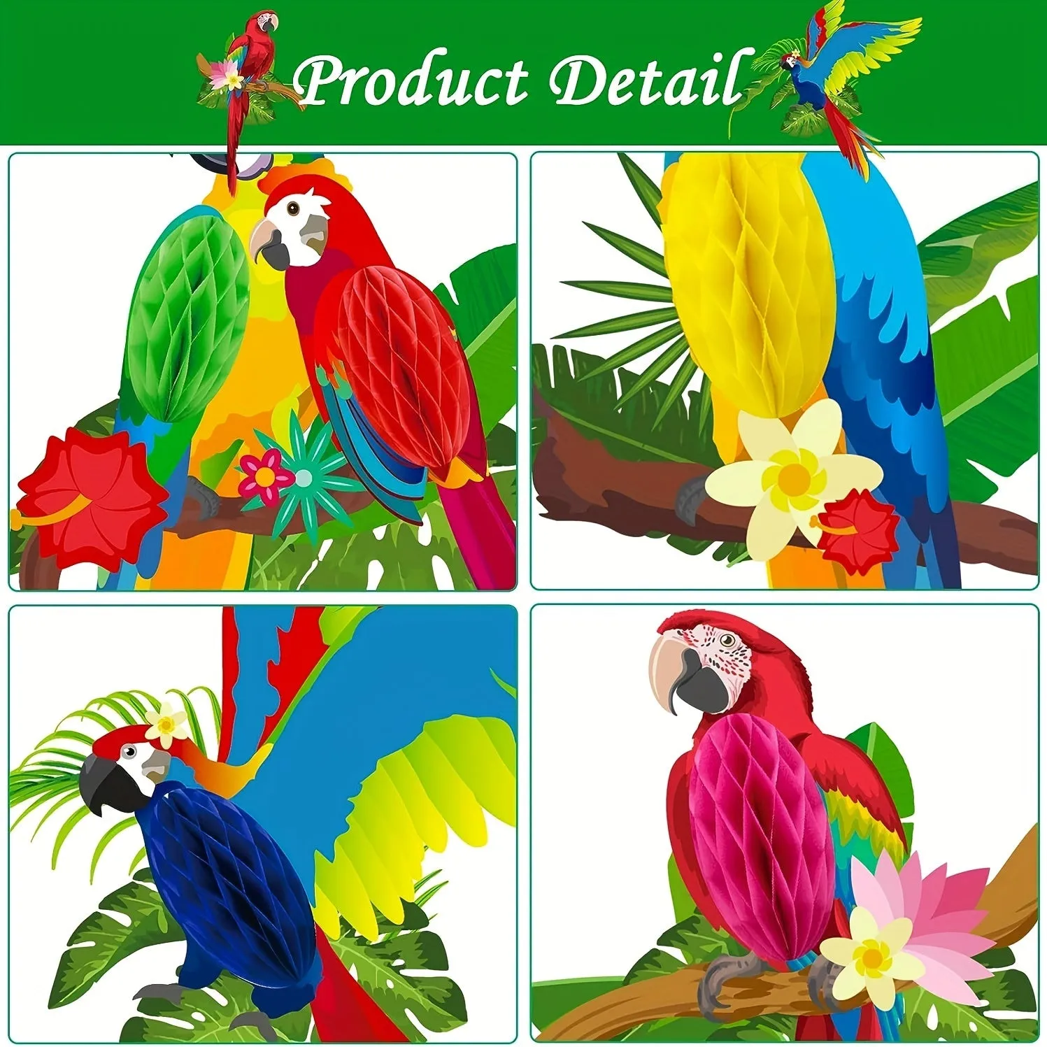 6pcs Tropical Bird Party Decorations Set for Luau Celebrations