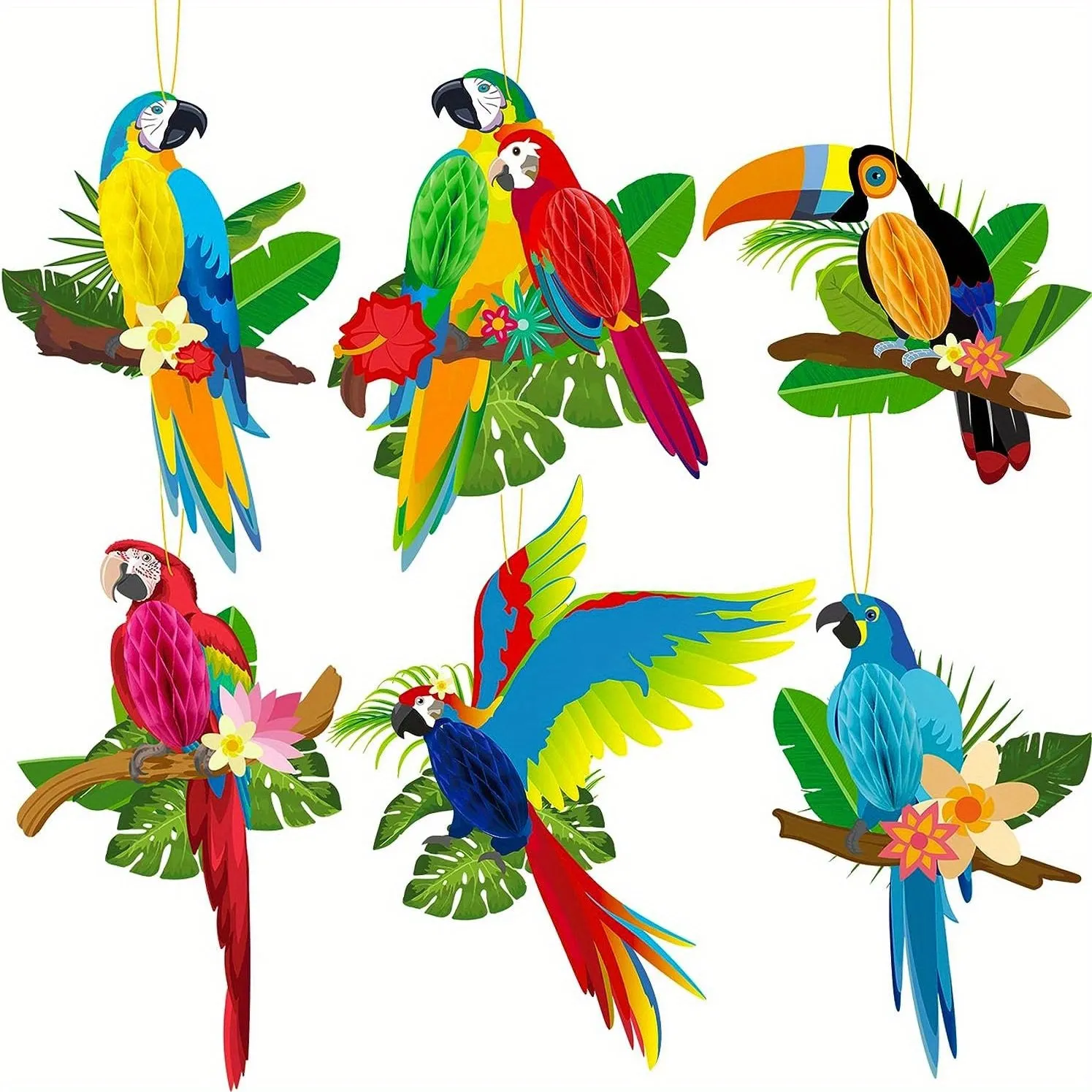 6pcs Tropical Bird Party Decorations Set for Luau Celebrations
