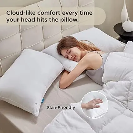 AG A BN Bed Pillows Full Size Set Of 2, Cooling And Supportive Standard Pillow 2 Pack For Side And Back Sleepers, Down Alternative Hotel Collection Sleeping Pillows, 26X16 In