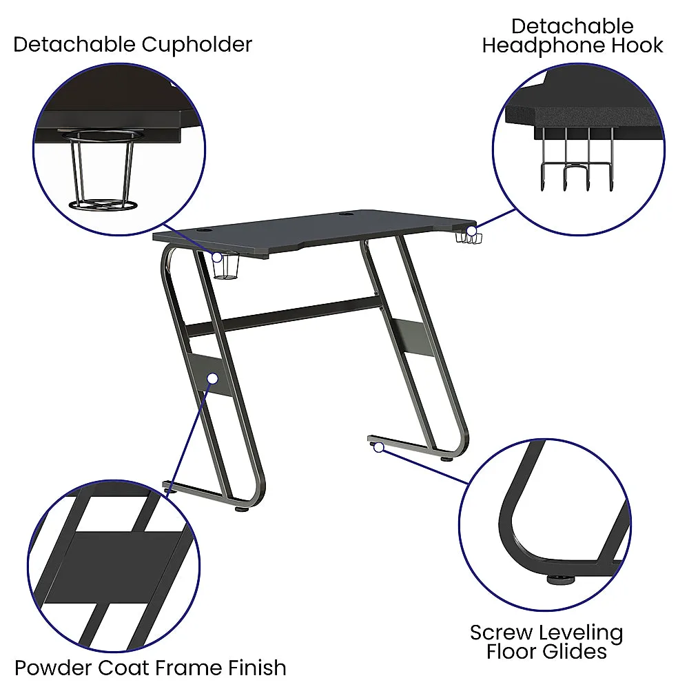 Alamont Home - Fisher Rectangle Contemporary Laminate  Gaming Desk - Black