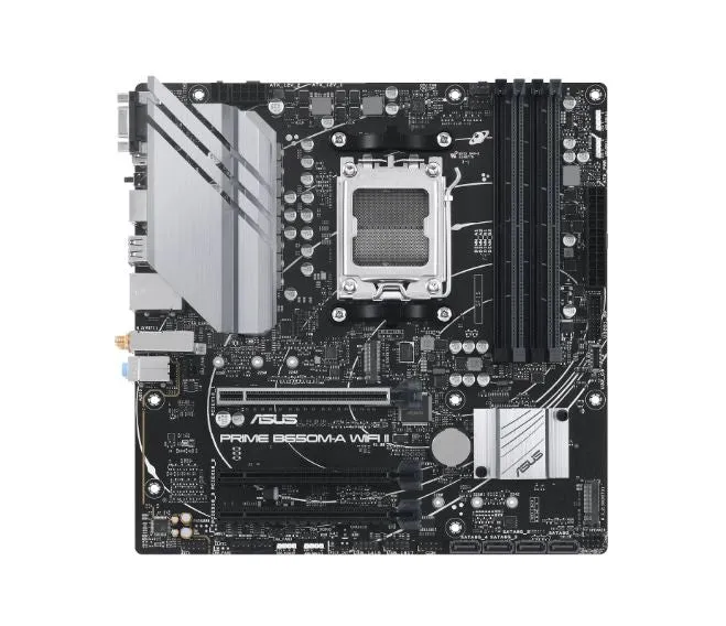 ASUS AMD B650M PRIME B650M-A WIFI II (AM5) Micro-ATX motherboard, 4xDDR5 192GB, 1 x PCIe 4.0 x16 slot, 2 x M.2 slots, 4 x SATA, Wi-Fi 6, Realtek 2.5G