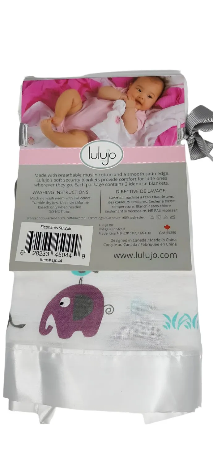 Baby Muslin Security Blanket - Elephants - 2pk - LJ044