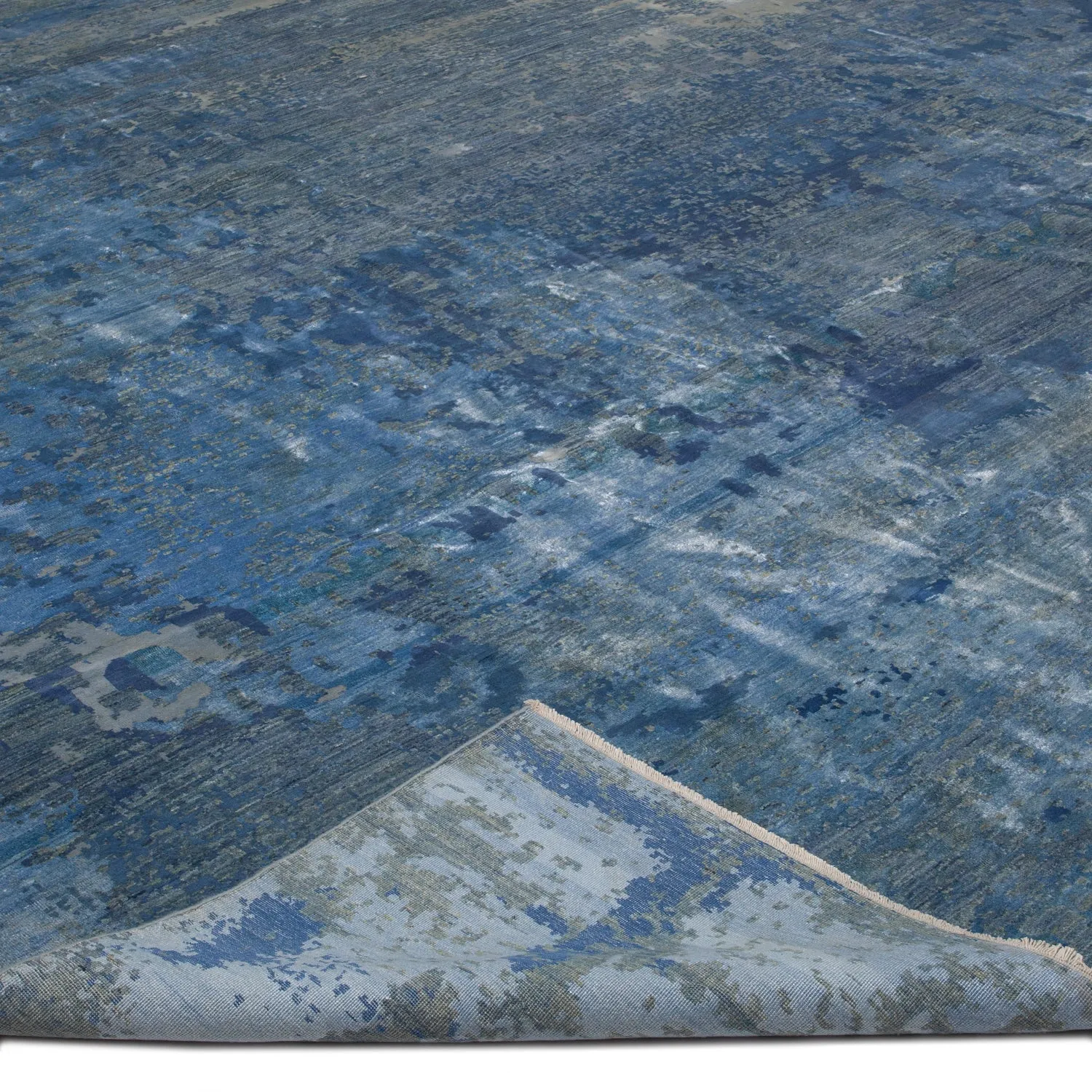 Blue Modern Wool Rug - 19'9" x 32'