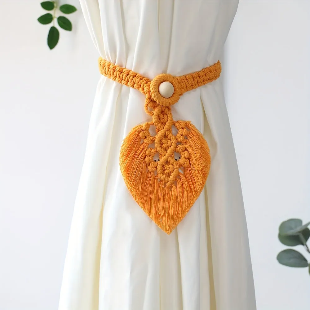 Bohemian Leaf Curtain Tieback with Tassels  Home Decor Gift