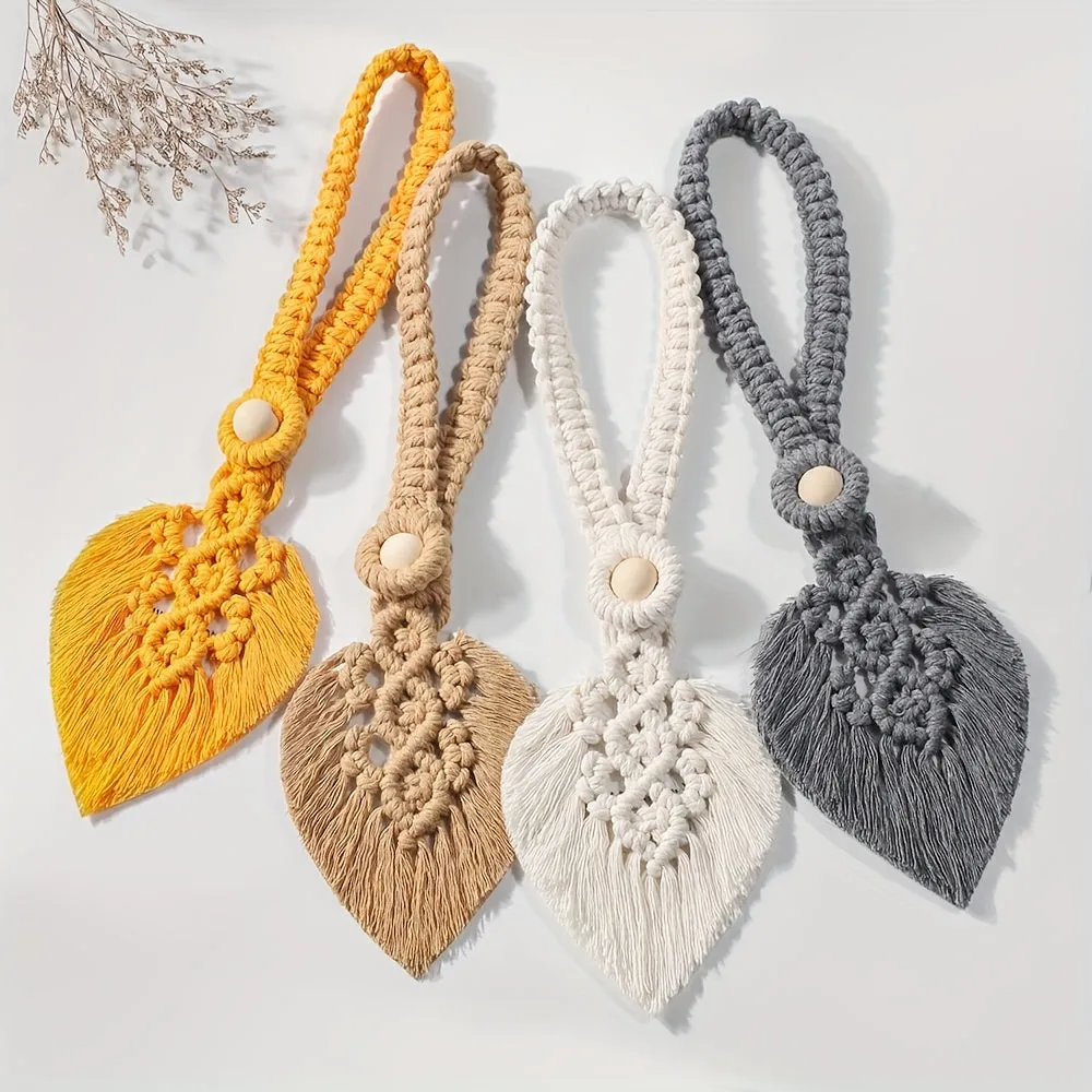 Bohemian Leaf Curtain Tieback with Tassels  Home Decor Gift