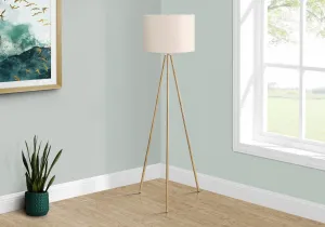 Brilliance Glow: Contemporary Brass Metal Floor Lamp with Ivory/Cream Shade, 63"H Lighting