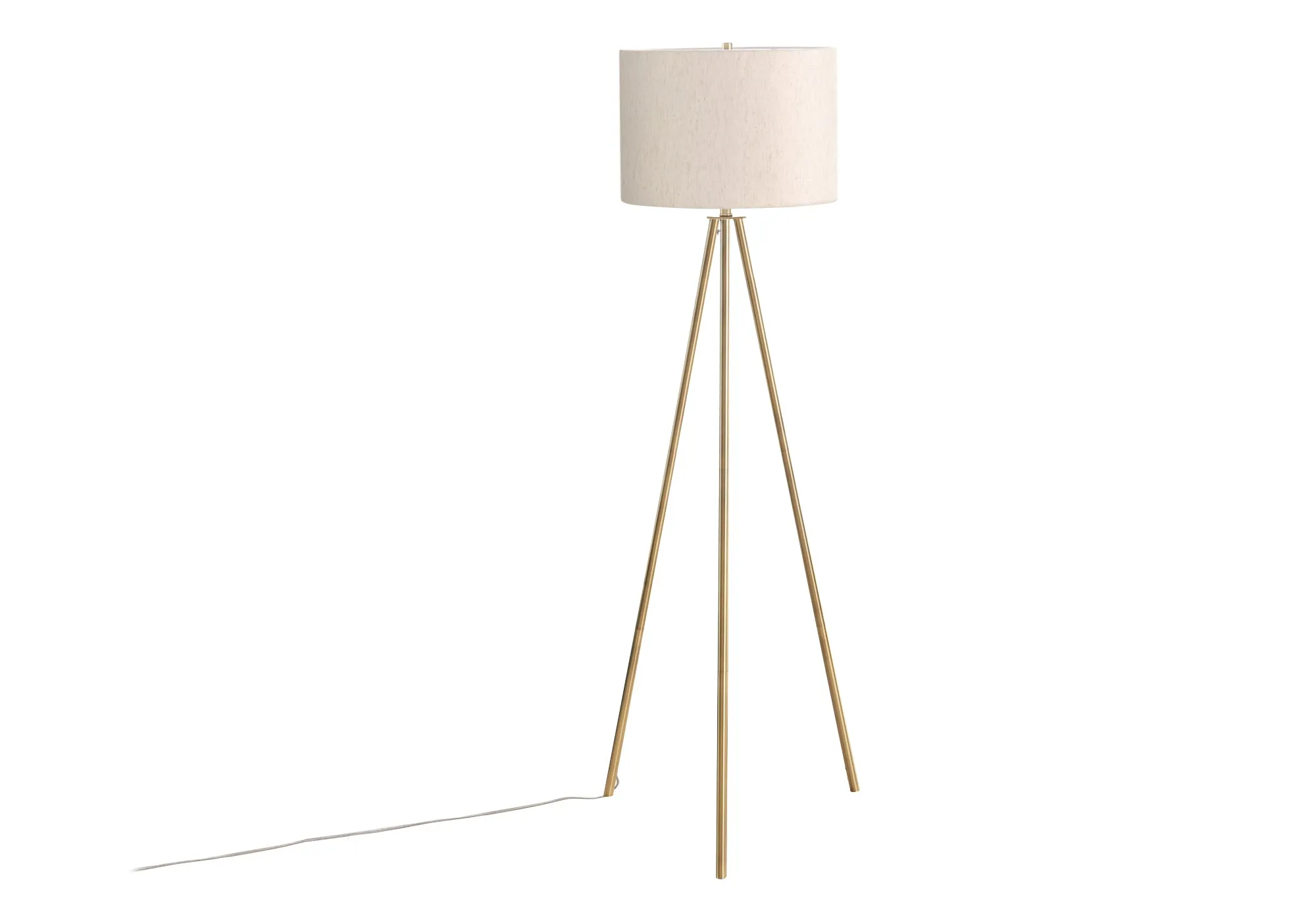 Brilliance Glow: Contemporary Brass Metal Floor Lamp with Ivory/Cream Shade, 63"H Lighting