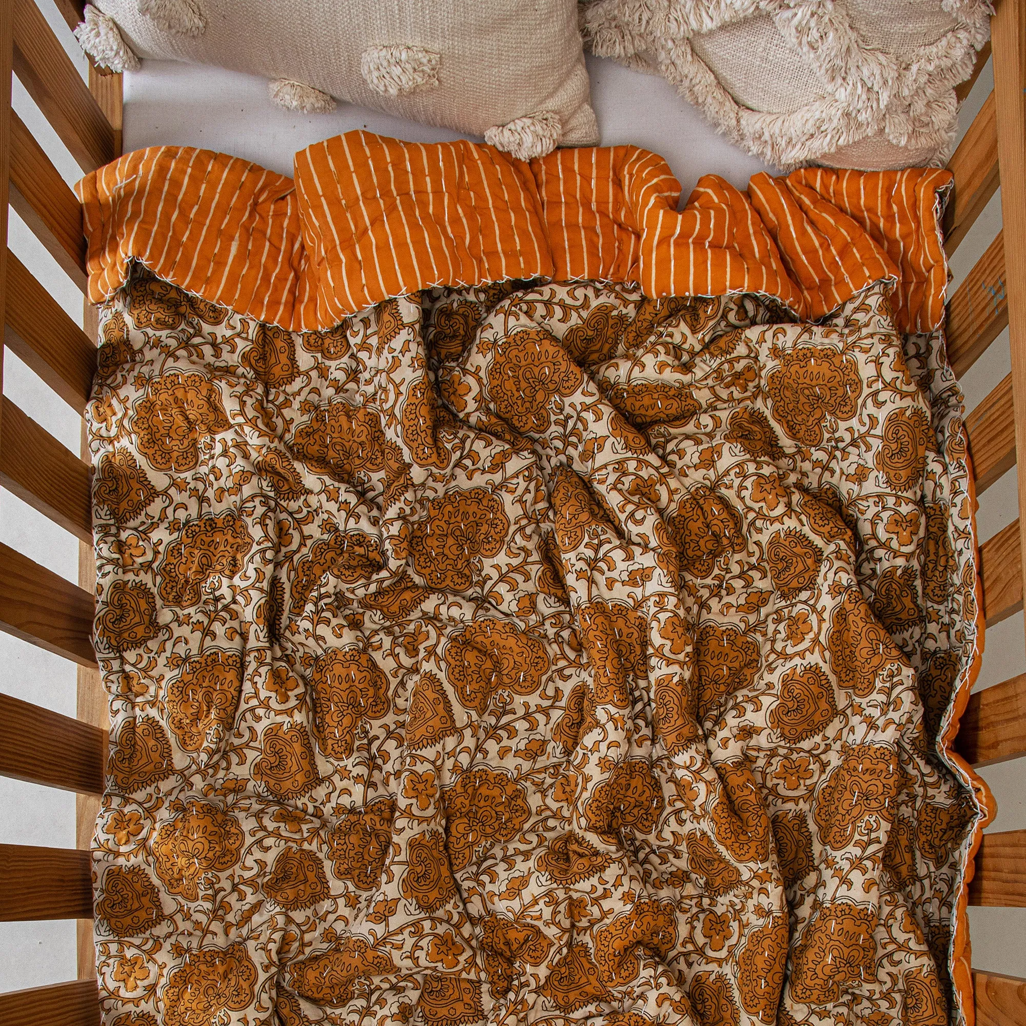 Brown Floral Printed Soft Mulmul Cotton Newborn Baby Blanket