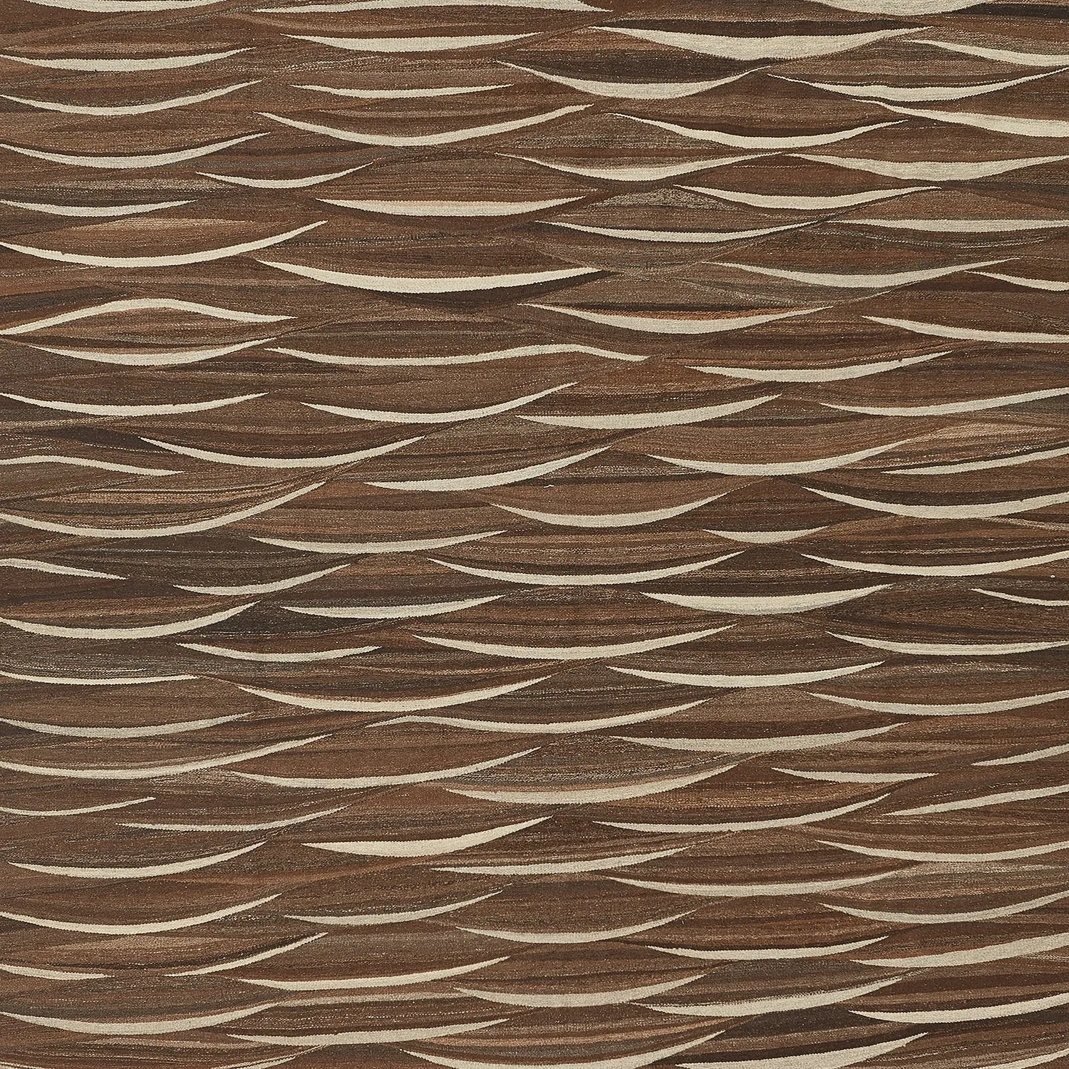 Brown Turkish Flatweave Wool Rug - 7'11" x 9'