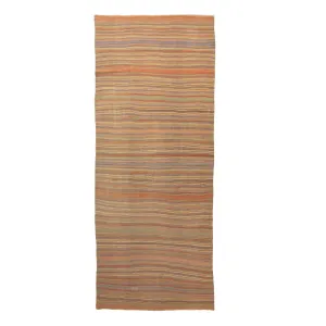 Brown Vintage Stripe Anatolian Wool Flatweave Runer - 5'1" x 13'6"