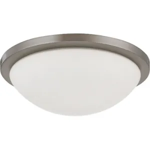 Button 13 in. LED Flush Mount Light Brushed Nickel