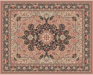 Certified organic Persian Style Hand-knotted Wool Rug 241x301cm "KASHAN" Rose Colour