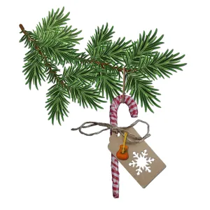 Christmas Ornament - Handmade Farmhouse Cloth Christmas Candy Cane with Acoustic Guitar Decoration