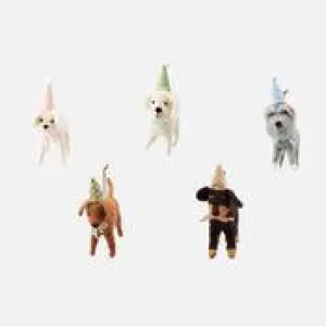 Christmas Ornaments | Felted Party Dog - assorted | One Hundred and 80 Degrees