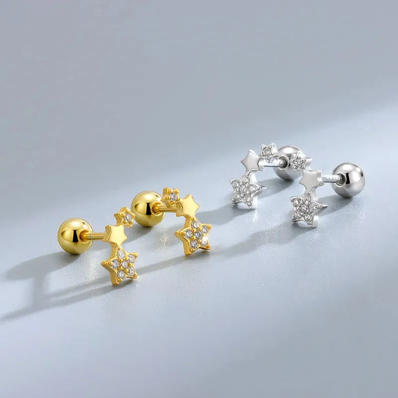CLUSTER STARS Barbell Stud Earrings (20G)