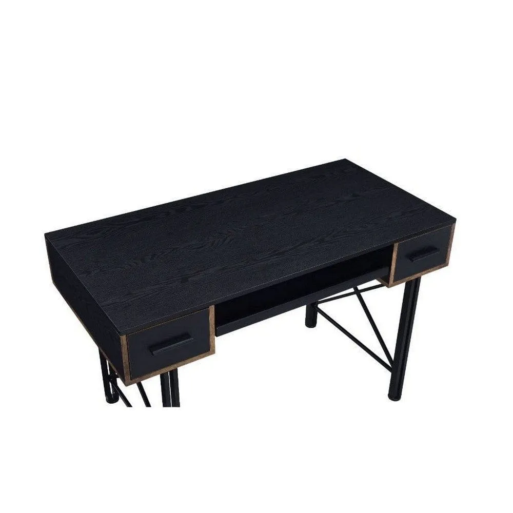 Computer Desk with 2 Drawers and Keyboard Tray, Black By Casagear Home