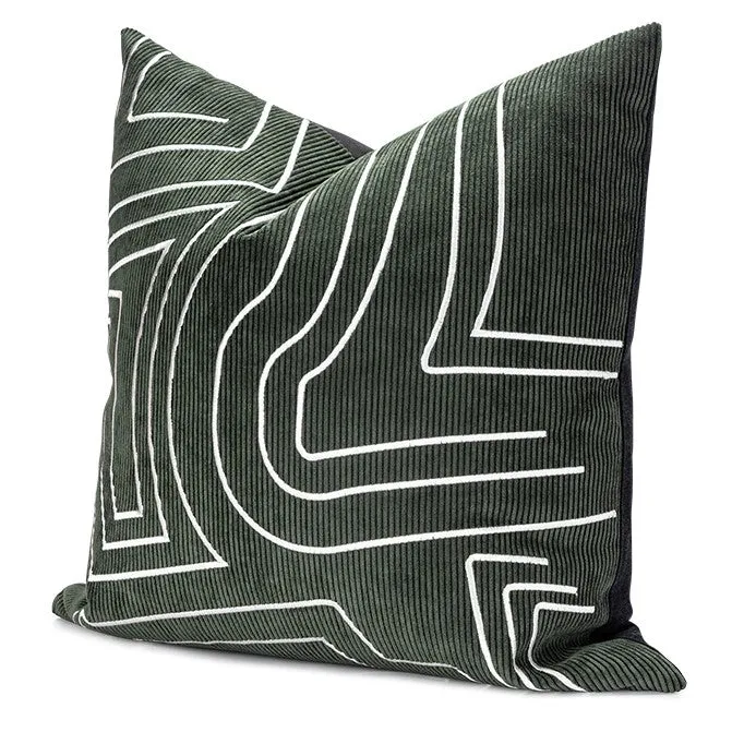 Contemporary Cushions for Interior Design, Large Modern Decorative Pillows for Sofa, Green Modern Throw Pillows for Couch