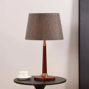 Contemporary Grey Tapered Drum Nightstand Lamp with 1 Bulb - Reading Book Light