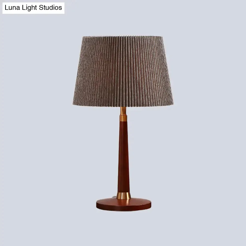 Contemporary Grey Tapered Drum Nightstand Lamp with 1 Bulb - Reading Book Light