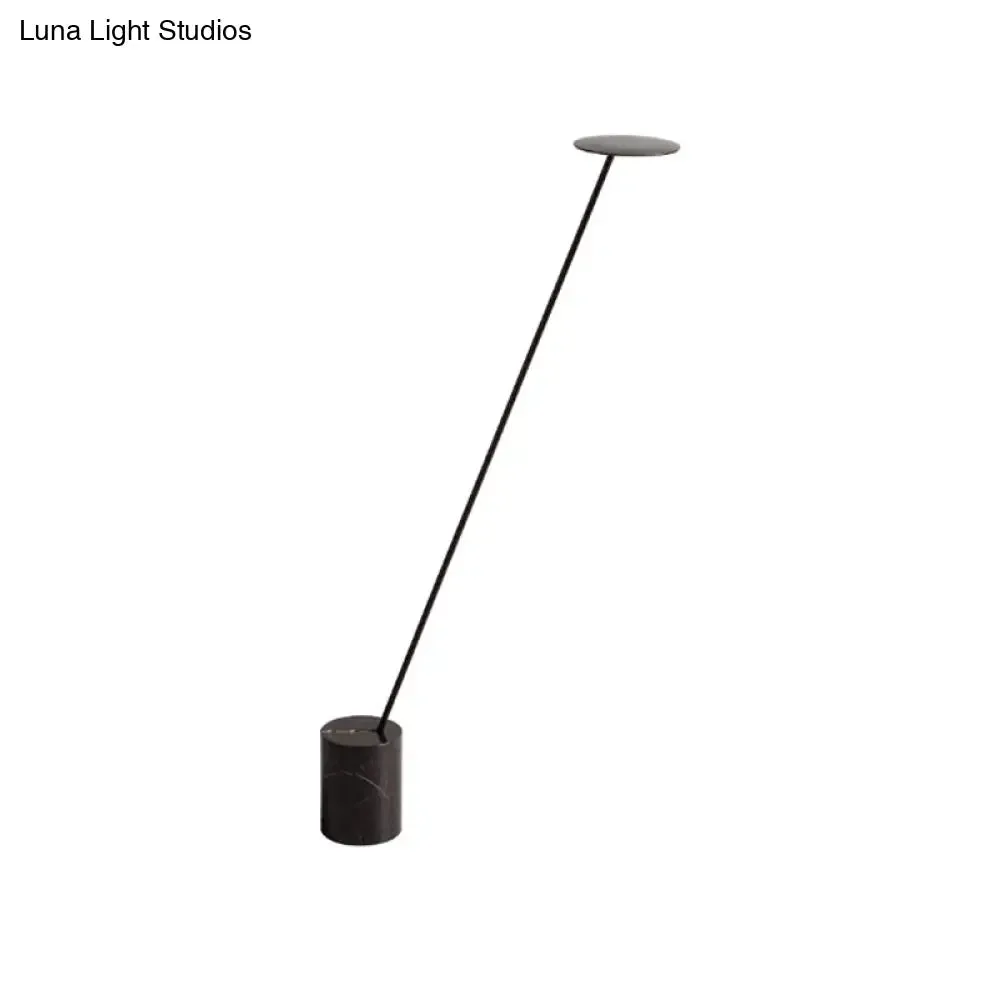 Contemporary Metallic LED Circle Floor Reading Lamp - White/Black Stand Up Light
