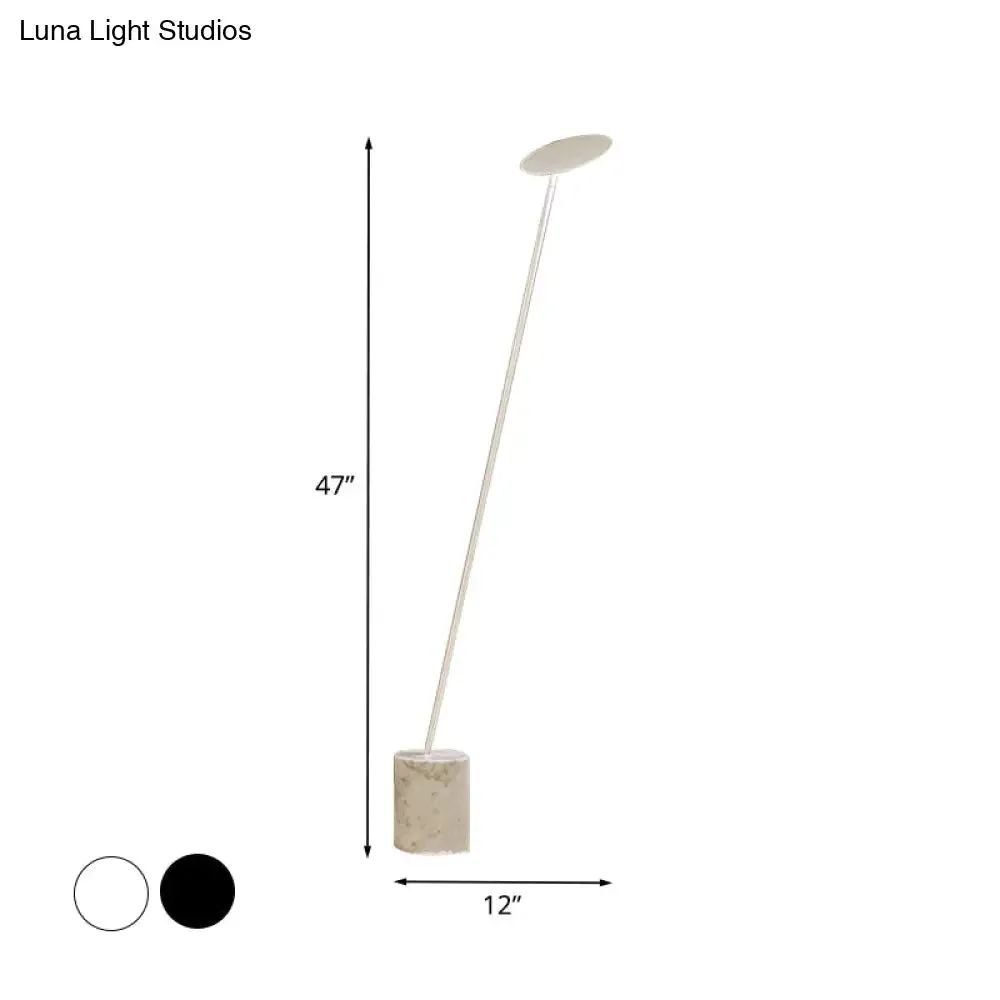 Contemporary Metallic LED Circle Floor Reading Lamp - White/Black Stand Up Light