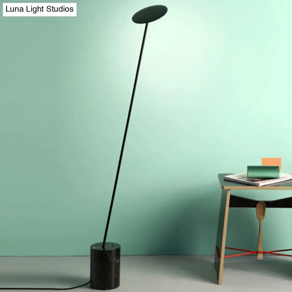 Contemporary Metallic LED Circle Floor Reading Lamp - White/Black Stand Up Light