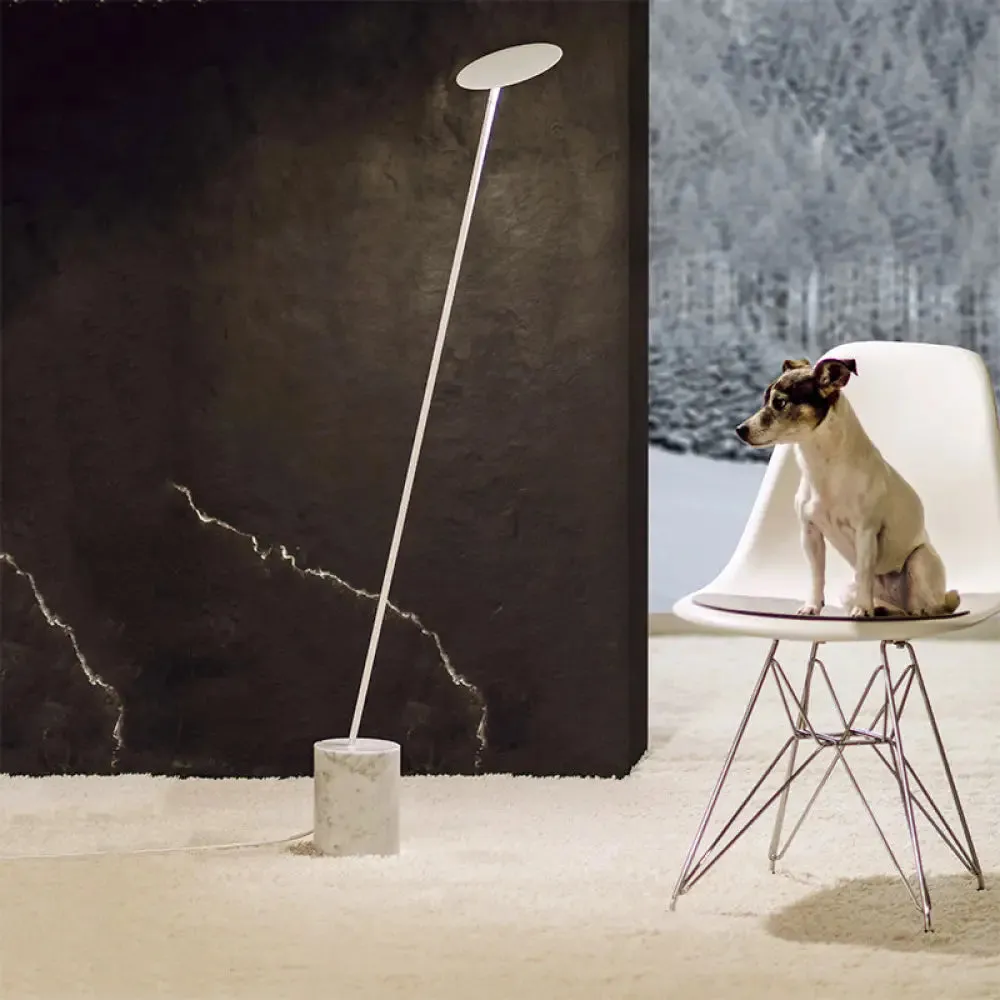Contemporary Metallic LED Circle Floor Reading Lamp - White/Black Stand Up Light