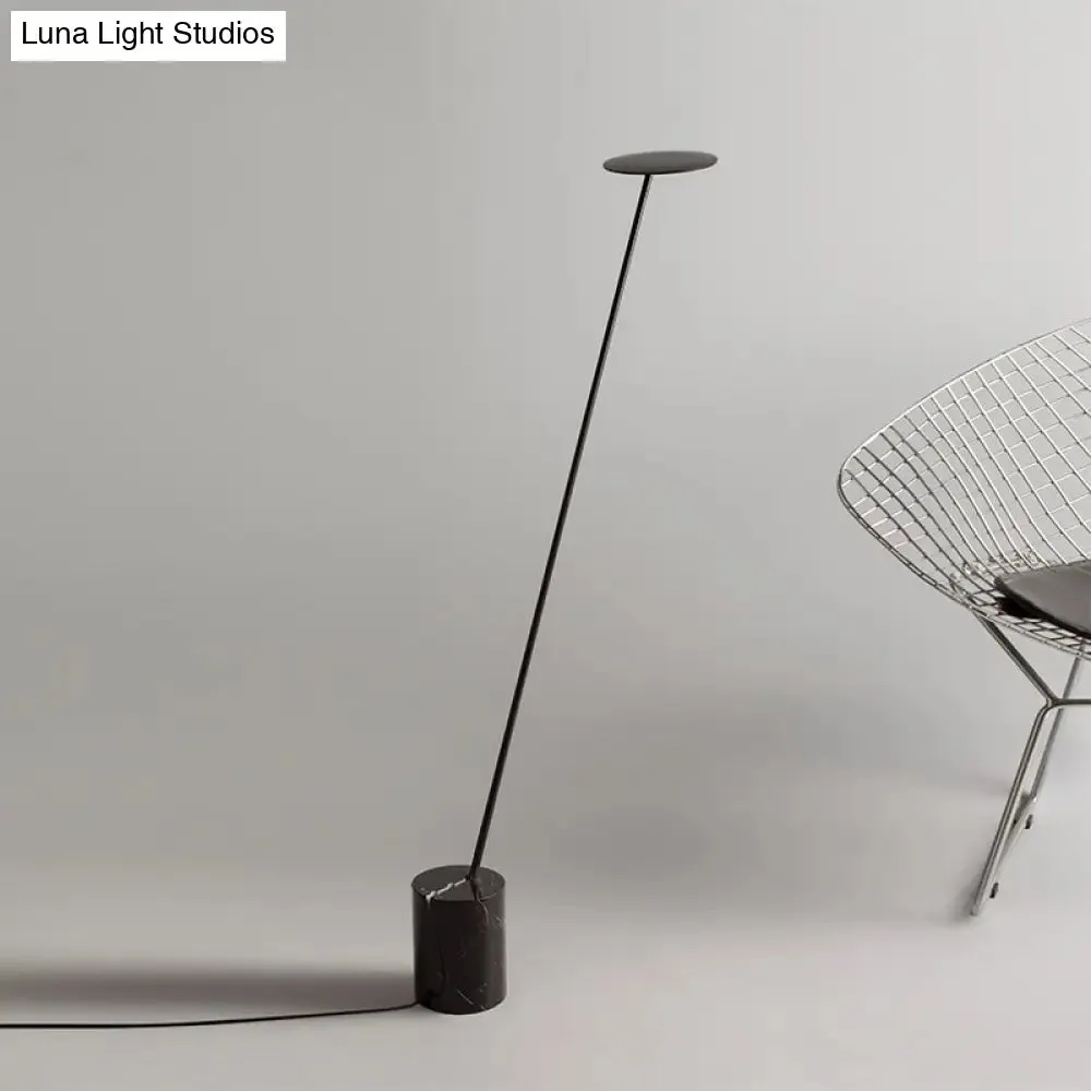 Contemporary Metallic LED Circle Floor Reading Lamp - White/Black Stand Up Light