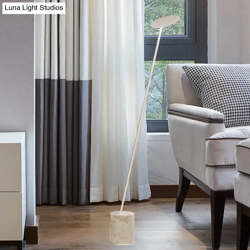 Contemporary Metallic LED Circle Floor Reading Lamp - White/Black Stand Up Light