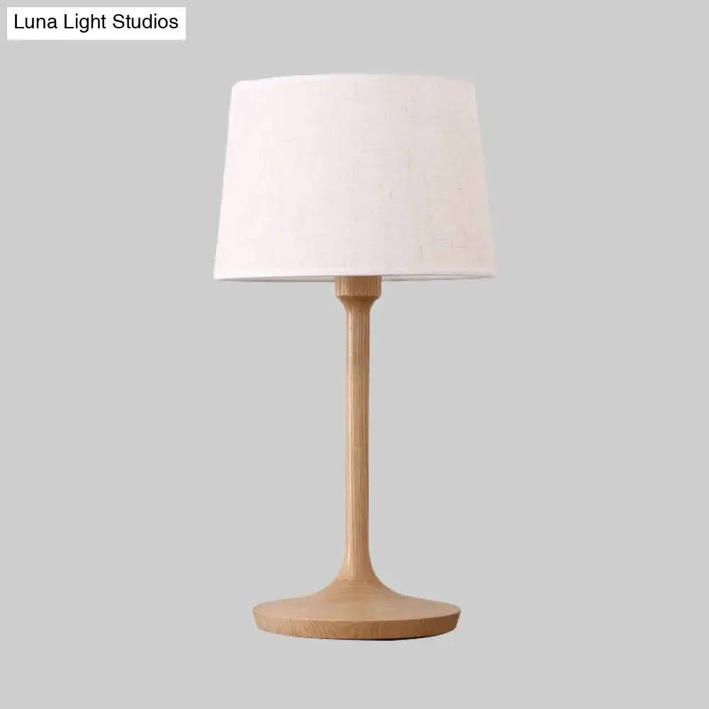 Contemporary Tapered Drum Nightstand Lamp in White - 1 Bulb Book Reading Light