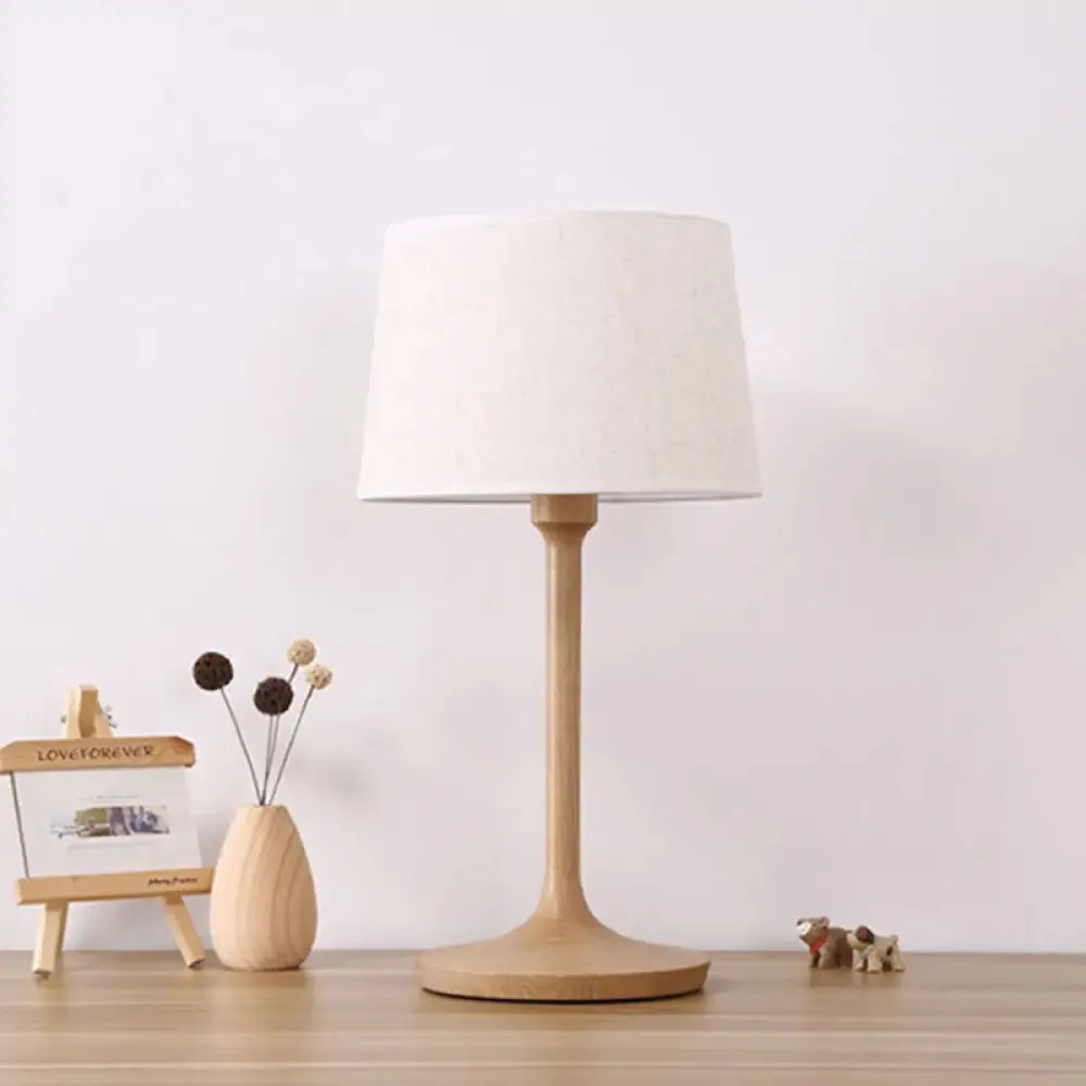 Contemporary Tapered Drum Nightstand Lamp in White - 1 Bulb Book Reading Light