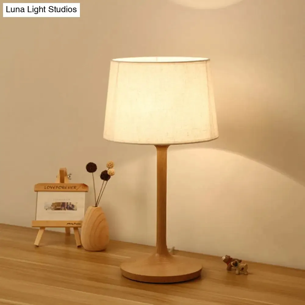Contemporary Tapered Drum Nightstand Lamp in White - 1 Bulb Book Reading Light