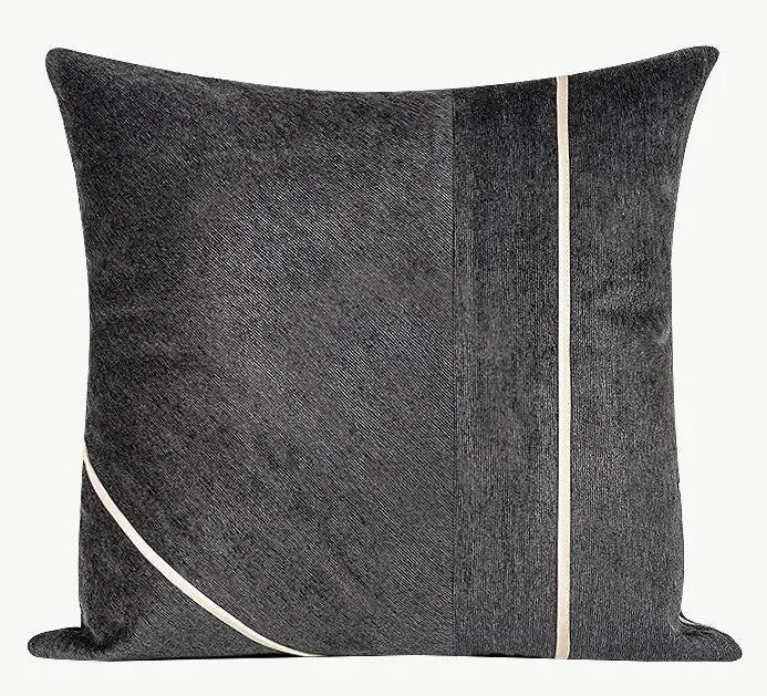 Contemporary Throw Pillow for Living Room, Modern Square Pillows, Abstract Black Throw Pillows for Couch, Simple Modern Sofa Throw Pillows