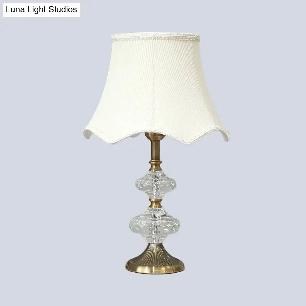 Contemporary White Night Table Lamp with Flare Shade for Bedroom