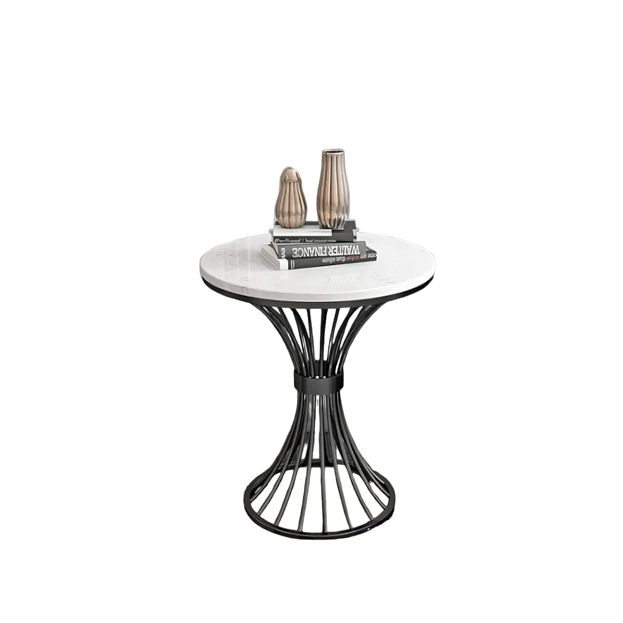 CREATIVE SKILLS Round Coffee Table Side Table Modern Home Decor Tea End Table for Living Room Bedroom and Balcony (Black White)