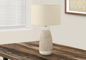 CremeGlow - Contemporary 27"H Ceramic Table Lamp with Beige Shade