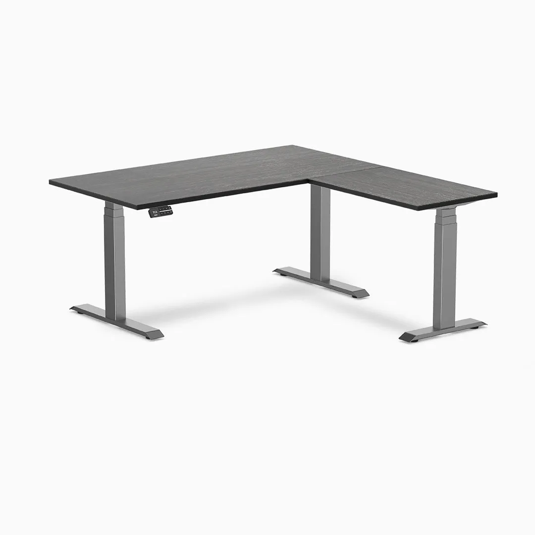 Desky Bamboo L-Shape Sit Stand Desk