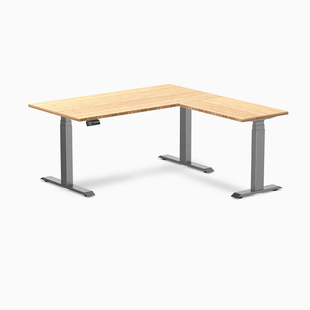 Desky Bamboo L-Shape Sit Stand Desk