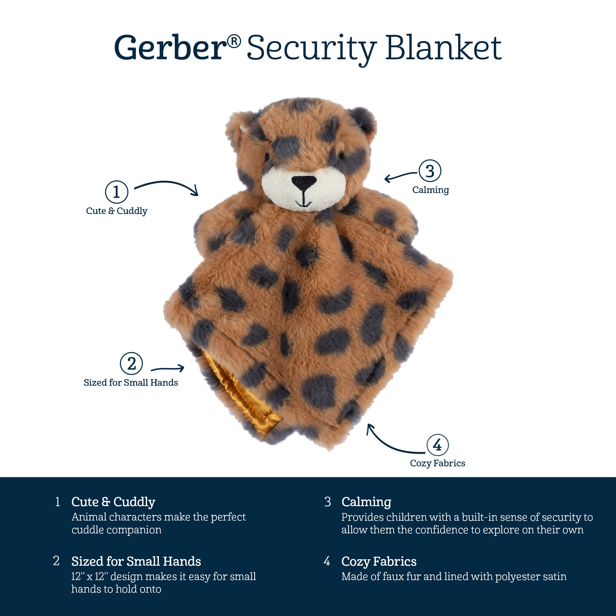 Embroidered Baby Neutral Cheetah Security Blanket