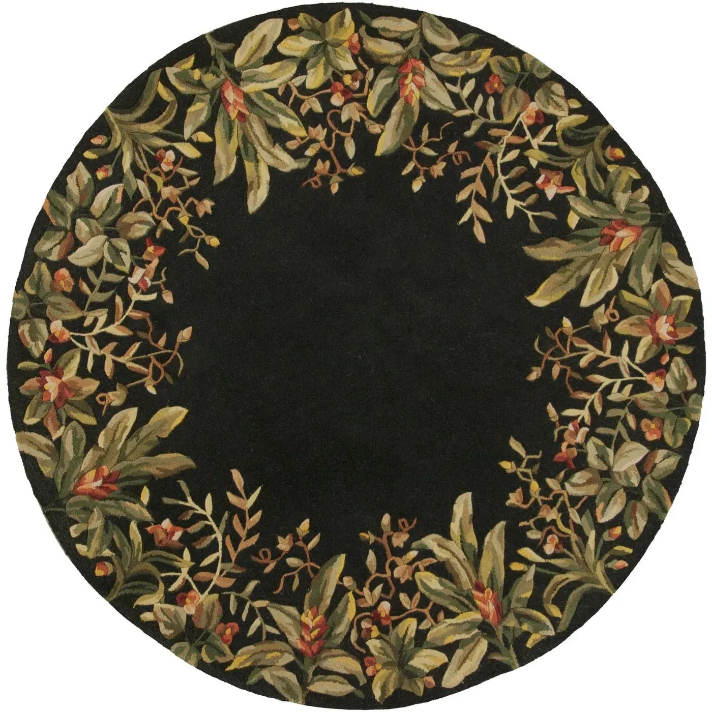 Emerald 9001 Black Tropical Border Area Rug