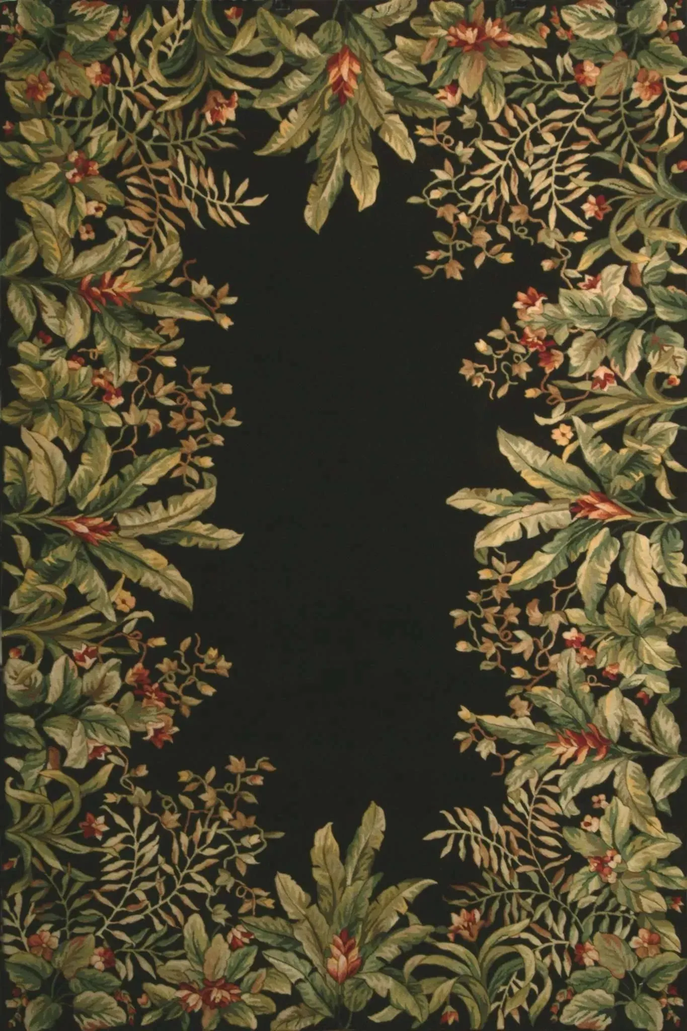 Emerald 9001 Black Tropical Border Area Rug