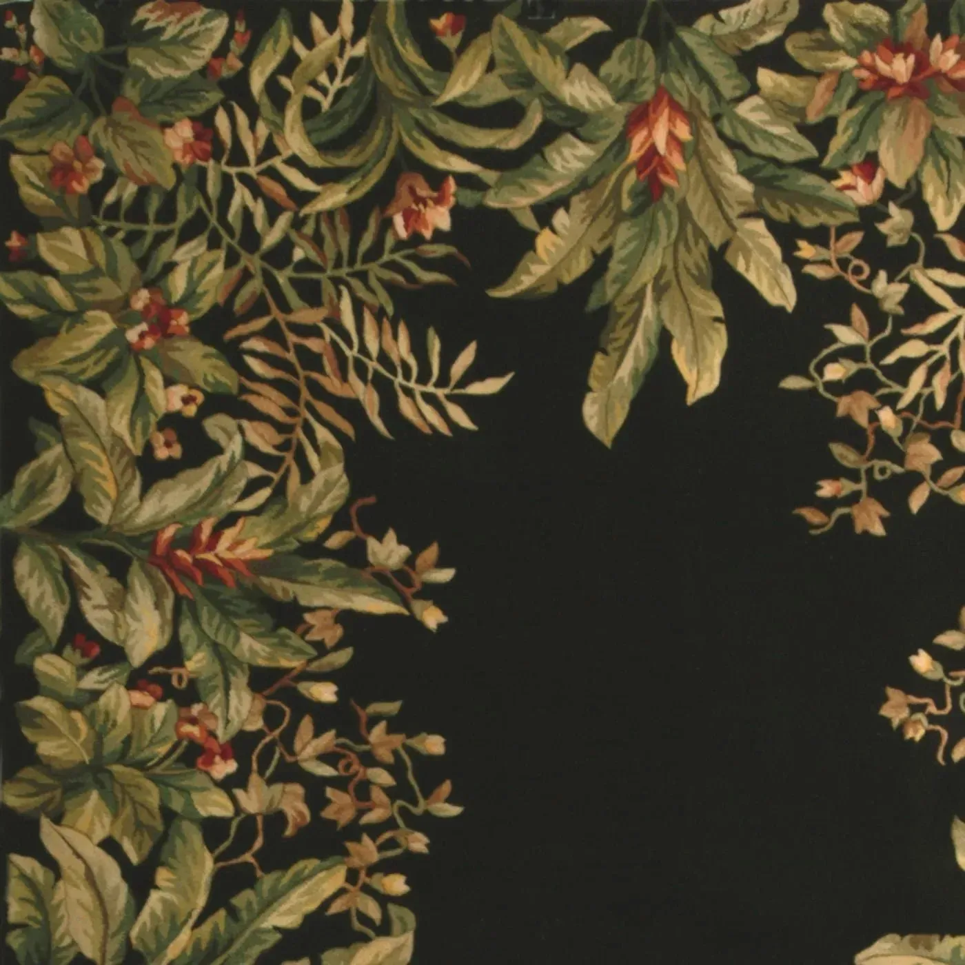Emerald 9001 Black Tropical Border Area Rug
