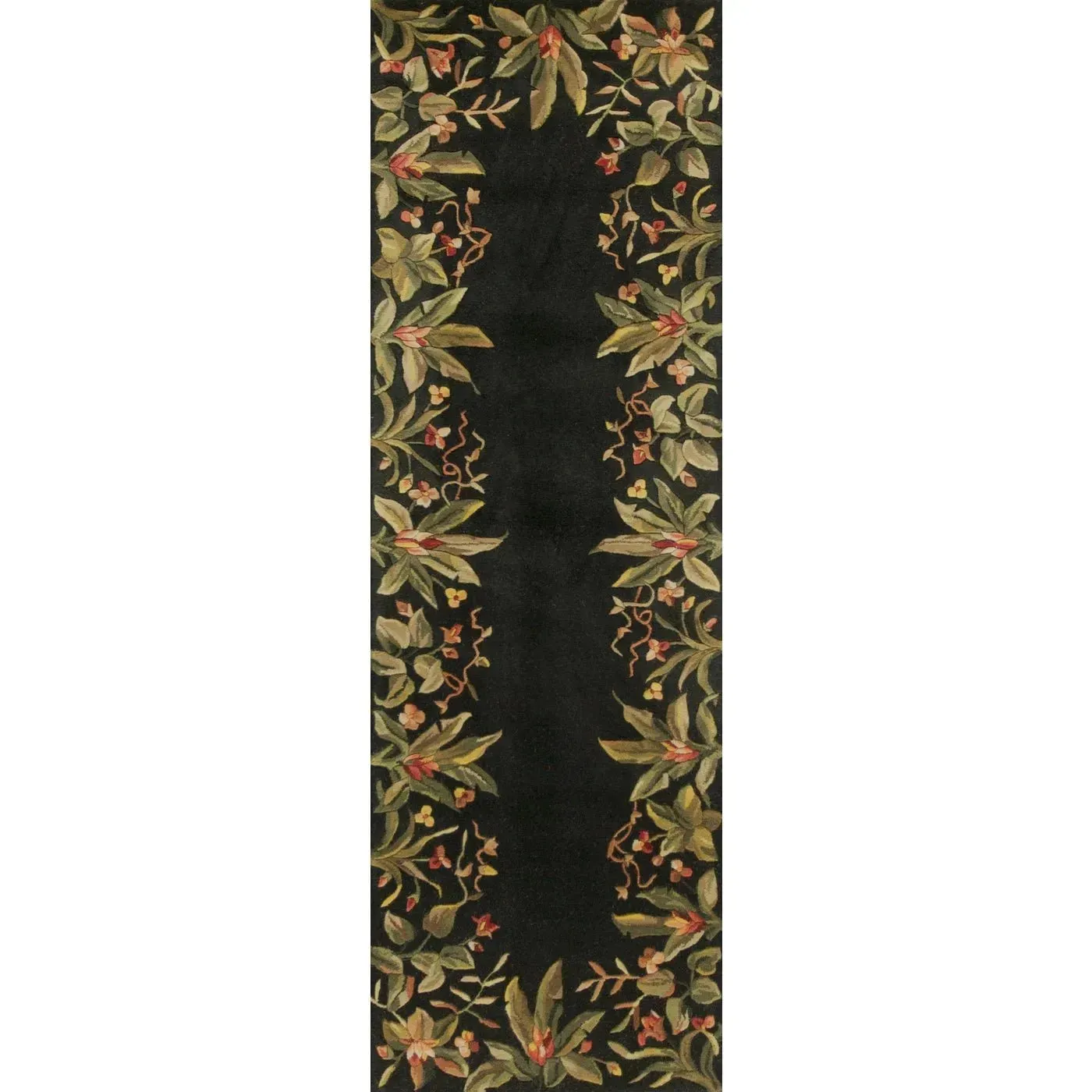 Emerald 9001 Black Tropical Border Area Rug
