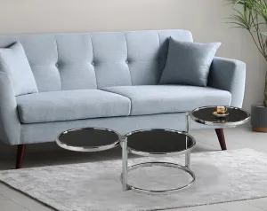 Eternity Glass Coffee Table With Swivel Motion (Chrome/Black)