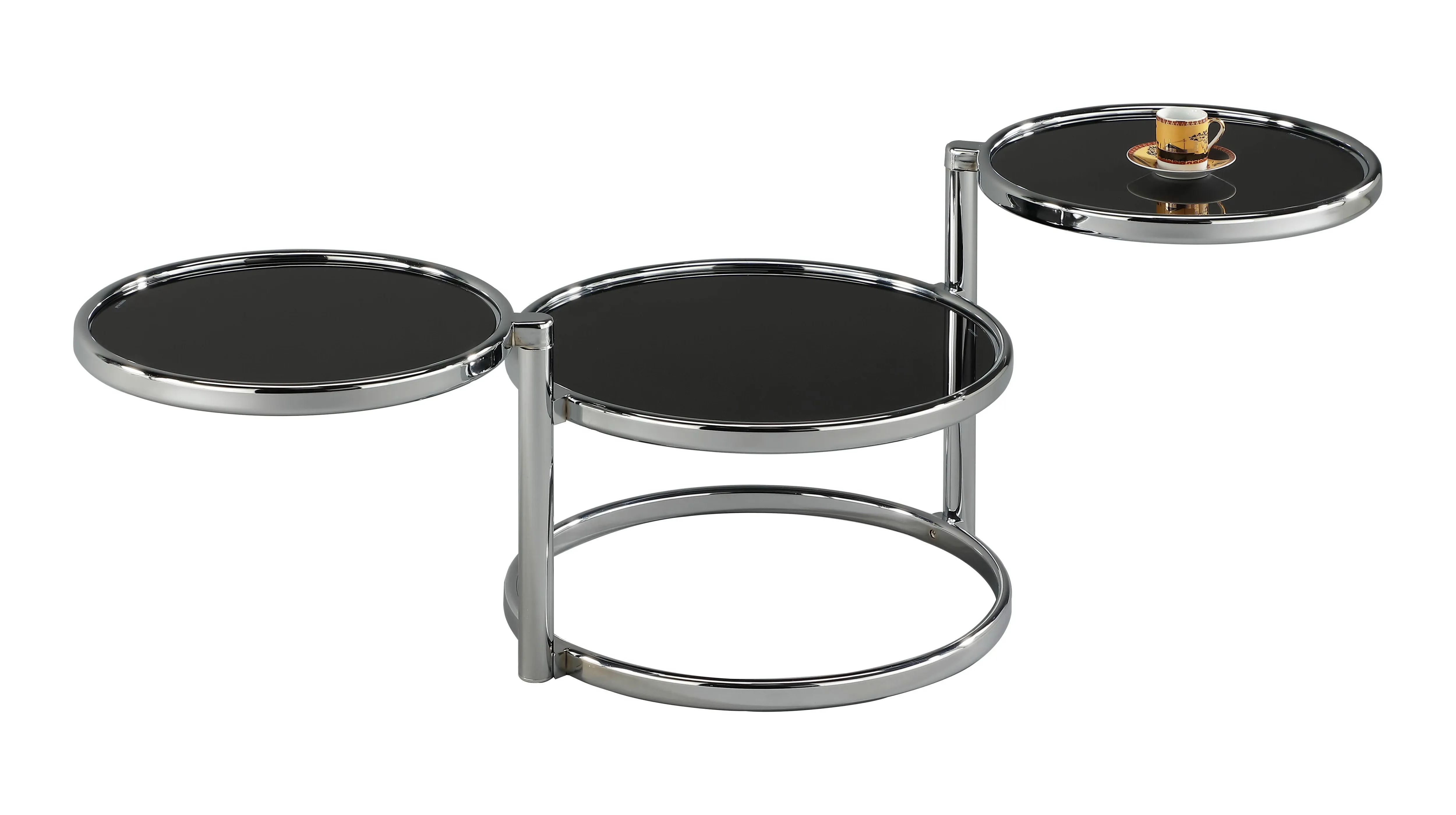 Eternity Glass Coffee Table With Swivel Motion (Chrome/Black)
